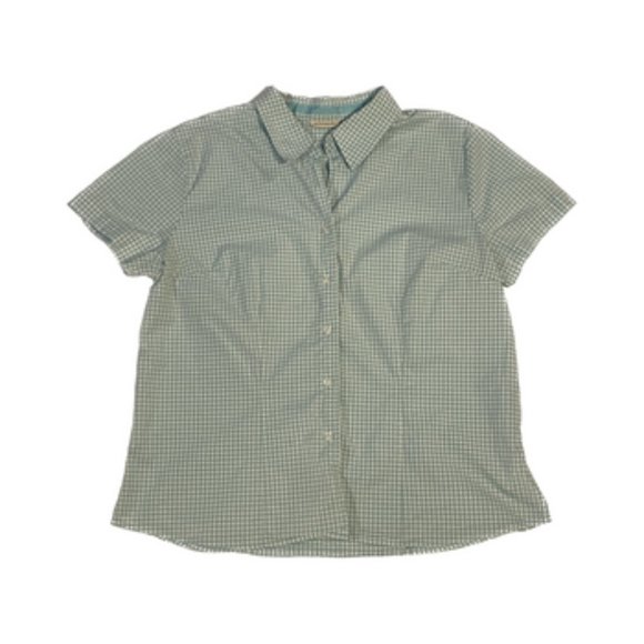 St. John's Bay Tops - Checkered Short Sleeve Button Up